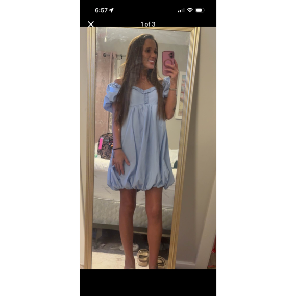 Altar'd State Dresses & Skirts - Altar'd State Light Blue Mini Bubble Dress Size S